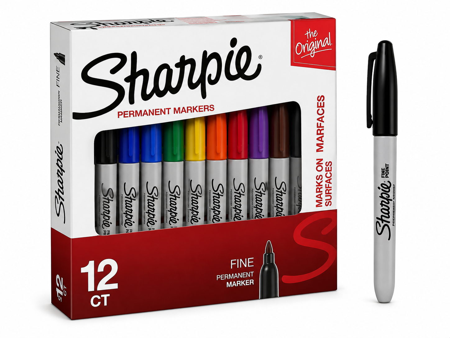 Sharpie Permanent Markers — Fine Point, 12 Pack